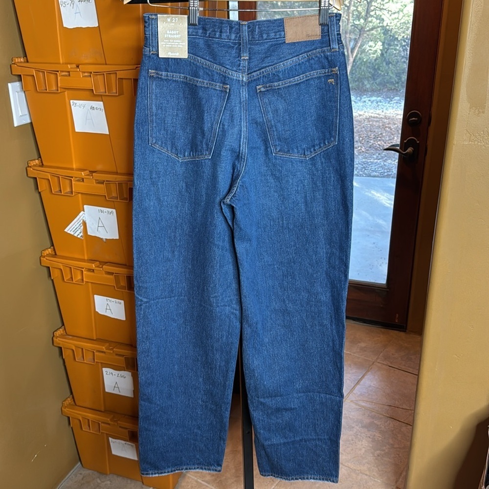 NWT Madewell Baggy Straight Jeans in Dark Worn Indigo Wash Size 27 - Picture 6 of 15